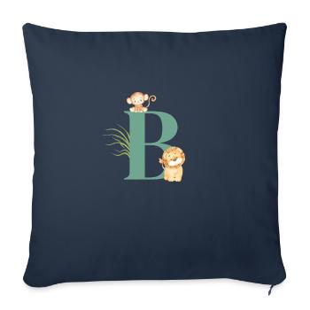 Letter b green jungle animals - Sofa pillowcase 17,3'' x 17,3'' (45 x 45 cm) - navy - Front