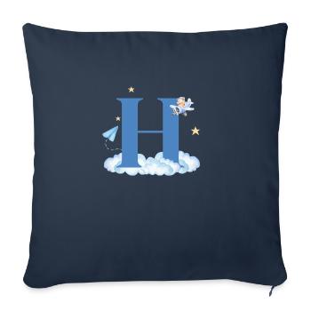 Buchstabe H Blaue Wolken Flugzeug Kind - Sofakissenbezug 45 x 45 cm - Navy - Vorne
