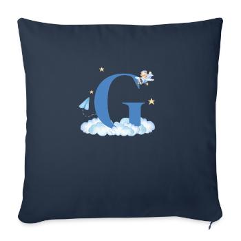 Lettre g bleu nuages avion enfant - Housse de coussin décorative 45 x 45 cm - bleu marine - Devant