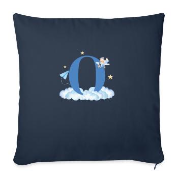 Buchstabe o Blaue Wolken Flugzeug Kind - Sofakissenbezug 45 x 45 cm - Navy - Vorne