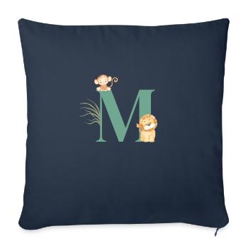 Letter M Green Jungle Animals - Sofa pillowcase 17,3'' x 17,3'' (45 x 45 cm) - navy - Front