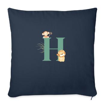 Buchstabe h grüne Dschungeltiere - Sofakissenbezug 45 x 45 cm - Navy - Vorne