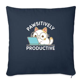 Pfotenproduktiv – Kawaii Cat bei der Arbeit - Sofakissenbezug 45 x 45 cm - Navy - Vorne
