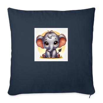 Bébé éléphant - Housse de coussin décorative 45 x 45 cm - bleu marine - Devant