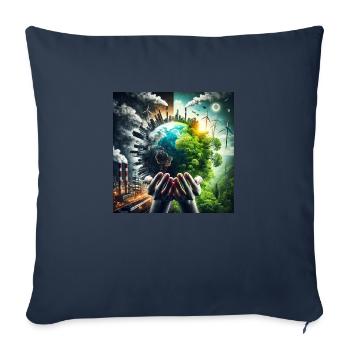 Zwei Welten – Die Zukunft in unseren Händen - Sofakissenbezug 45 x 45 cm - Navy - Vorne