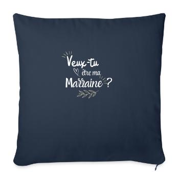 Veux tu être ma marraine - Housse de coussin décorative 45 x 45 cm - bleu marine - Devant
