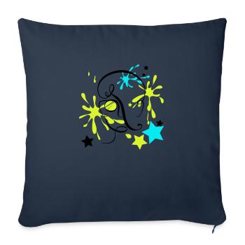 Das Gesicht mit Flecken und Sternen herum - Sofakissenbezug 45 x 45 cm - Navy - Vorne