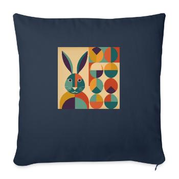 Lapin de Pâques n° 08 - Housse de coussin décorative 45 x 45 cm - bleu marine - Devant