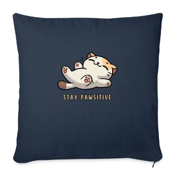 Stay Pawsitive – Süße Katze mit Spruch - Sofakissenbezug 45 x 45 cm - Navy - Vorne