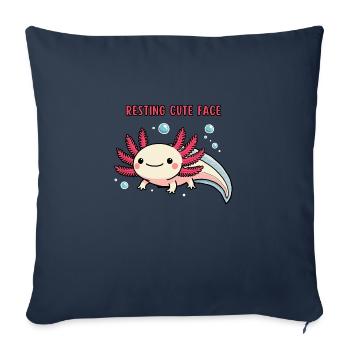 Axolotl - Visage mignon au repos - Housse de coussin décorative 45 x 45 cm - bleu marine - Devant