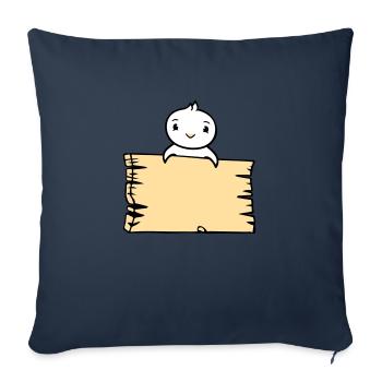 oiseau assis sur panneau en bois texte panneau cadre mignon - Housse de coussin décorative 45 x 45 cm - bleu marine - Devant
