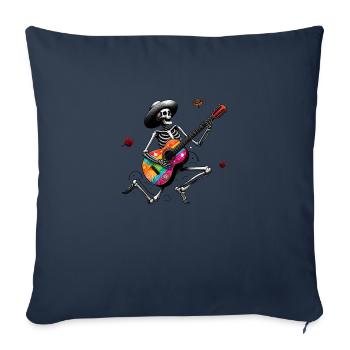 Skeleton playing guitar. - Sofa pillowcase 17,3'' x 17,3'' (45 x 45 cm) - navy - Front