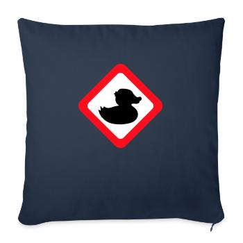Canard Panneau Avertissement Attention Danger Prudence - Housse de coussin décorative 45 x 45 cm - bleu marine - Devant