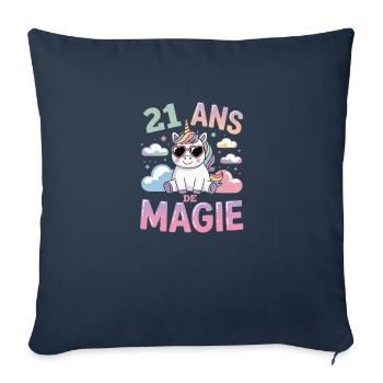 21 ans de magie - Housse de coussin décorative 45 x 45 cm - bleu marine - Devant