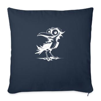 Oiseau rieur amusant avec de grands yeux - Housse de coussin décorative 45 x 45 cm - bleu marine - Devant