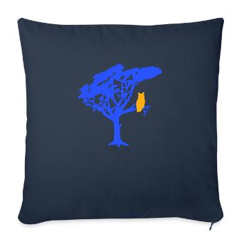 hibou aigle hibou branche arbre forêt nuit silhouette contour mignon - Housse de coussin décorative 45 x 45 cm - bleu marine - Devant