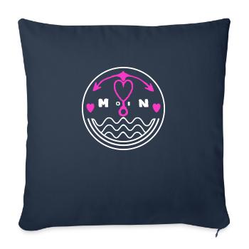 Moin chère ancre pour les marins des mouettes - Housse de coussin décorative 45 x 45 cm - bleu marine - Devant