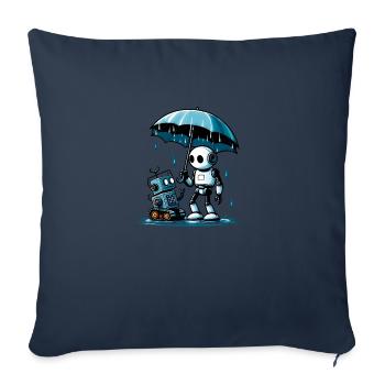 Roboter unter dem Regenschirm im Regen - Sofakissenbezug 45 x 45 cm - Navy - Vorne