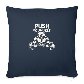 Poussez-vous Ours - Housse de coussin décorative 45 x 45 cm - bleu marine - Devant
