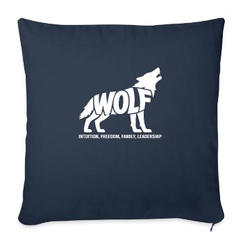 Loup Power Animal - Totem Spirituel Animal Design - Housse de coussin décorative 45 x 45 cm - bleu marine - Devant