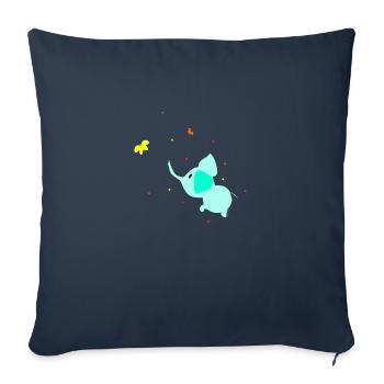 L’éléphant et les papillons - Housse de coussin décorative 45 x 45 cm - bleu marine - Devant