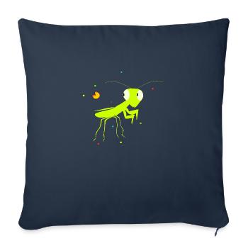 La mante religieuse et le papillon - Housse de coussin décorative 45 x 45 cm - bleu marine - Devant
