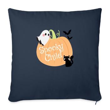 Spooky Child – Halloween Kürbis, Geist & Katze - Sofakissenbezug 45 x 45 cm - Navy - Vorne