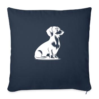 Dessin de teckel vintage de chien de chasse classique - Housse de coussin décorative 45 x 45 cm - bleu marine - Devant