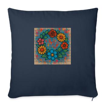 Blumengranz - Housse de coussin décorative 45 x 45 cm - bleu marine - Devant