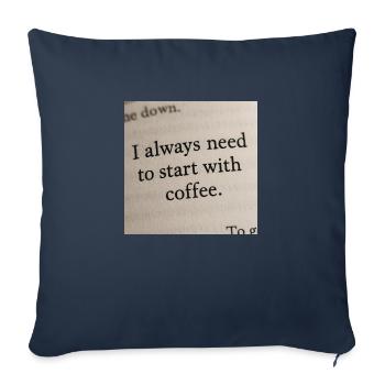 Page du livre - Je commence toujours par le café - Housse de coussin décorative 45 x 45 cm - bleu marine - Devant
