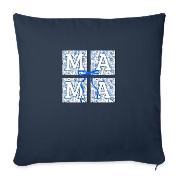 Mama fleurs -idée cadeau maman - Housse de coussin décorative 45 x 45 cm - bleu marine - Devant