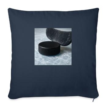 Eishockey - Schläger und Puck - Sofakissenbezug 45 x 45 cm - Navy - Vorne