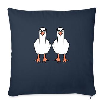 2 Möwen Mittelfinger Beleidigung Stinkefinger Team - Sofakissenbezug 45 x 45 cm - Navy - Vorne