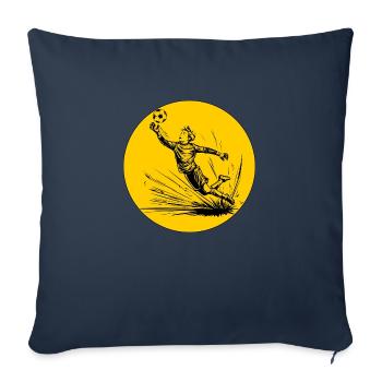 Gardien de but (noir et jaune) - Housse de coussin décorative 45 x 45 cm - bleu marine - Devant