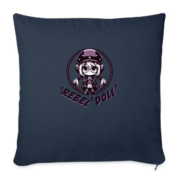 Poupée rebelle - Housse de coussin décorative 45 x 45 cm - bleu marine - Devant