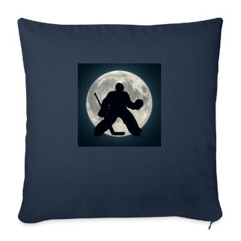Sports - Hockey sur glace, gardien de but au clair de lune - Housse de coussin décorative 45 x 45 cm - bleu marine - Devant