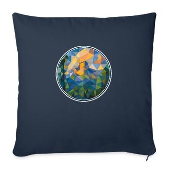 Paysage de montagne cubiste - Housse de coussin décorative 45 x 45 cm - bleu marine - Devant