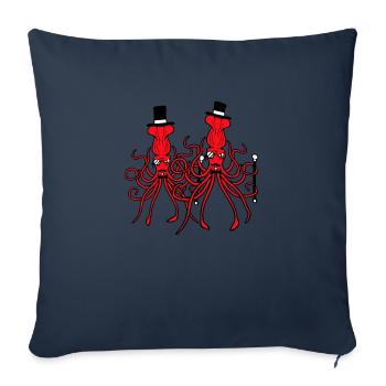 2 Kraken Mr. Sir Hat Monocle Lunettes Rich Friends - Housse de coussin décorative 45 x 45 cm - bleu marine - Devant