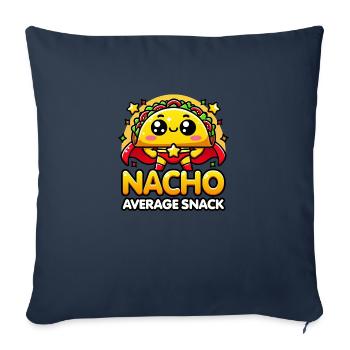 Kawaii Chibi Super Nacho Collation moyenne Nourriture amusante - Housse de coussin décorative 45 x 45 cm - bleu marine - Devant