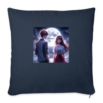 Jeune Bel Amour - Housse de coussin décorative 45 x 45 cm - bleu marine - Devant