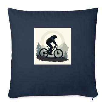 VTT en montagne et en forêt. - Housse de coussin décorative 45 x 45 cm - bleu marine - Devant