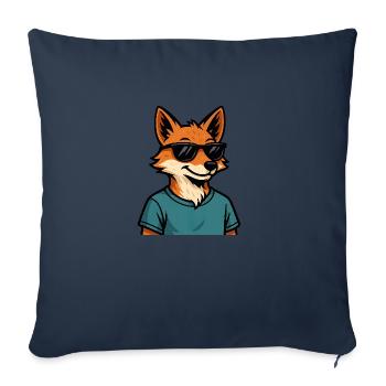 Renard de dessin animé avec des lunettes de soleil - Housse de coussin décorative 45 x 45 cm - bleu marine - Devant