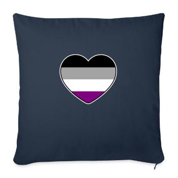 Coeur aux couleurs du drapeau asexué - Housse de coussin décorative 45 x 45 cm - bleu marine - Devant