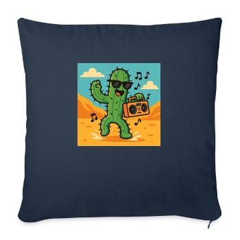 Cactus DJ – Le King du Désert - Housse de coussin décorative 45 x 45 cm - bleu marine - Devant