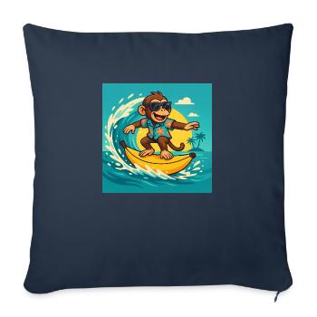 Singe Surfeur – Banana Vibes Tropicales - Housse de coussin décorative 45 x 45 cm - bleu marine - Devant