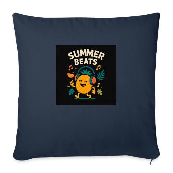 Ananas DJ – Summer Beats - Housse de coussin décorative 45 x 45 cm - bleu marine - Devant