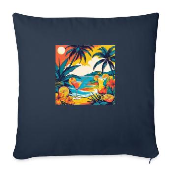Summer Vibes Only | Tropical Beach T-Shirt - Housse de coussin décorative 45 x 45 cm - bleu marine - Devant