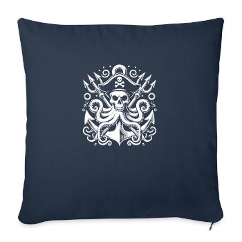 Pieuvre Pirate - Housse de coussin décorative 45 x 45 cm - bleu marine - Devant