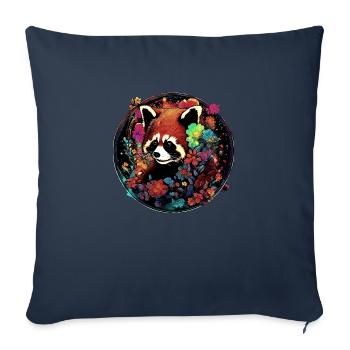 Red panda,panda,flowers, illustration - Sofa pillowcase 17,3'' x 17,3'' (45 x 45 cm) - navy - Front