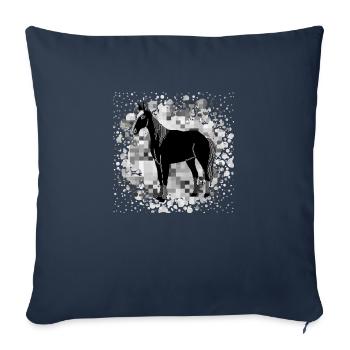 Cheval - Housse de coussin décorative 45 x 45 cm - bleu marine - Devant